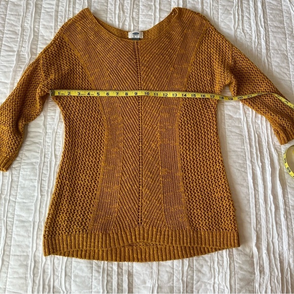 2/$30 Old Navy Open Weave 3/4 sleeve sweater in mustard yellow SZ M - Picture 11 of 13